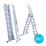 Driedelige reformladder 3x7 sporten Eurostairs, Nieuw, Ladder, Ophalen of Verzenden