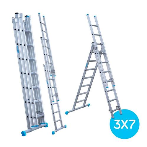 Driedelige reformladder 3x7 sporten Eurostairs, Doe-het-zelf en Verbouw, Ladders en Trappen, Ladder, Nieuw, Ophalen of Verzenden