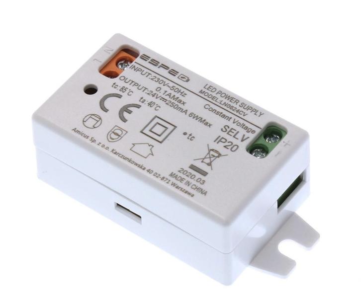 LED voeding - 24 Volt - 0.25A - 6W - ESPE, Hobby en Vrije tijd, Elektronica-componenten, Nieuw, Ophalen of Verzenden