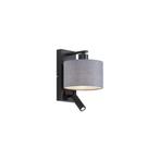 Moderne wandlamp zwart met grijs rond en leeslamp - Puglia, Huis en Inrichting, Lampen | Wandlampen, Nieuw, Overige materialen