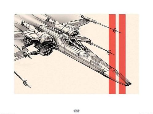 Kunstdruk Star Wars Episode VII XWing Pencil Art 80x60cm, Huis en Inrichting, Woonaccessoires | Schilderijen, Tekeningen en Foto's