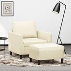 vidaXL Fauteuil met voetenbank 60 cm kunstleer crèmekleurig, Eenpersoons, Verzenden, Nieuw, Leer