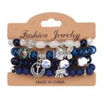 Fako Bijoux® - Armband Set - Boho - Bedels - Blauw, Verzenden, Nieuw