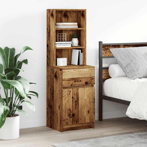 vidaXL Nachtkastje 39x35x125 cm bewerkt hout oud houtkleurig, Huis en Inrichting, Slaapkamer | Nachtkastjes, Nieuw, Hout, Verzenden