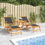 vidaXL Terrasstoelen 2 st massief acaciahout en textileen, Tuin en Terras, Ligbedden, Verzenden, Nieuw