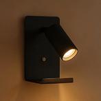 LED Wandlamp - Bedlamp met plateau | Incl. USB | Zwart, Huis en Inrichting, Lampen | Wandlampen, Ophalen of Verzenden, Nieuw, Metaal