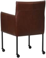 Cognac leren moderne kuipstoel - poot rond zwart met wiel -, Huis en Inrichting, Stoelen, Overige kleuren, Nieuw, Leer, Ophalen of Verzenden