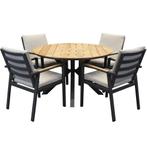 Quincy Lola dining tuinset 120xH75 cm rond 5 delig teak, Tuin en Terras, Tuinsets en Loungesets, Ophalen of Verzenden, Nieuw