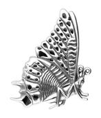 Zilveren Vlinder met zwart emaille kettinghanger, Nieuw, Verzenden