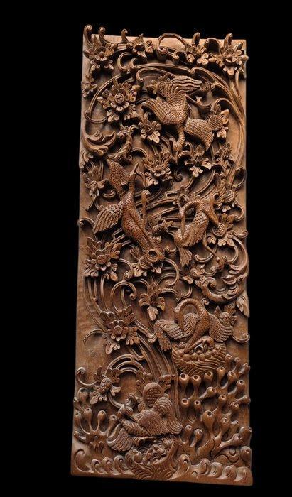 Balinese teak houtsnijwerk paneel (aangeschaft 1975) –, Antiek en Kunst, Kunst | Niet-Westerse kunst