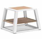 York bijzettafel 50x60xH41 cm aluminium wit teak, Ophalen of Verzenden, Nieuw