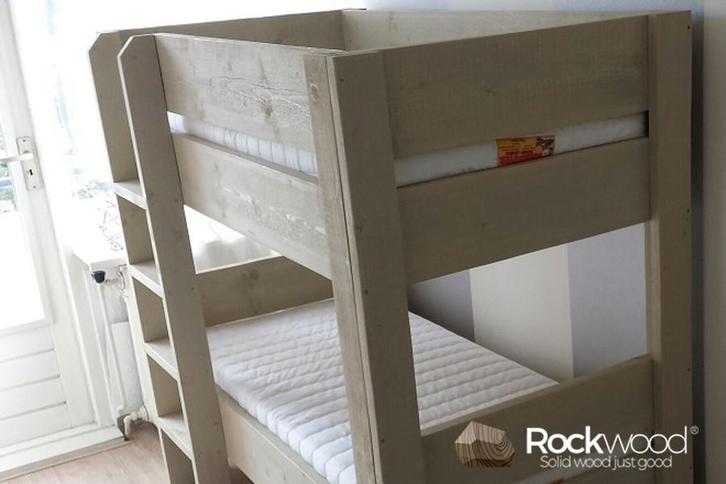 Rockwood® Stapelbed Steigerhout Bas  antraciet wash, Kinderen en Baby's, Kinderkamer | Stapelbedden en Hoogslapers, Stapelbed