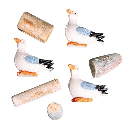Maritiem polyresin meeuwen en houten strooideeltj, 1-4, 5cm,, Hobby en Vrije tijd, Knutselen, Nieuw, Ophalen of Verzenden