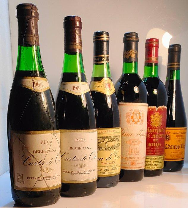 Mixed Lot Rioja: 1966, 1970 Carta de Oro x2, 1970 Viña, Verzamelen, Wijnen