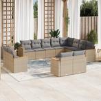 vidaXL 12-delige Loungeset met kussens poly rattan beige, Verzenden, Nieuw, Rotan, Loungeset