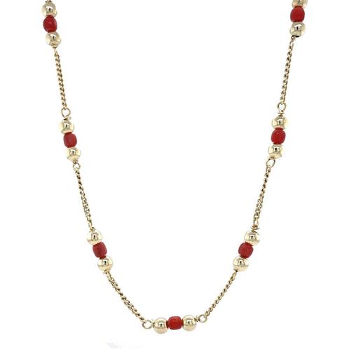Gouden vintage gourmet collier met bloedkoraal 14 krt, Sieraden, Tassen en Uiterlijk, Kettingen, Nieuw, Ophalen of Verzenden
