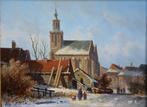 Adrianus Eversen (1818-1897) - Winters stadsgezicht, Antiek en Kunst