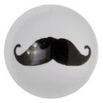 Fako Bijoux® - Click Button - Glas - Zwart/Wit Snor Zwart, Verzenden, Nieuw