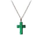 Fako Bijoux - Ketting - Kruisje Mini - Malachiet -, Sieraden, Tassen en Uiterlijk, Kettingen, Verzenden, Nieuw