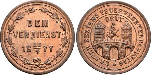 Brons medaille Feuerwehr Verbandstag 1877 Tschechien:, Postzegels en Munten, Penningen en Medailles, Verzenden
