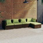 vidaXL 5-delige Loungeset met kussens poly rattan bruin, Tuin en Terras, Tuinsets en Loungesets, Verzenden, Nieuw, Rotan, Loungeset