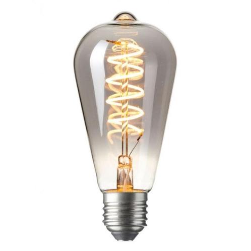 Filament LED Lamp Edison Curl Titanium Ø64mm E27 4W, Huis en Inrichting, Lampen | Losse lampen