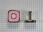Knop vierkant 30 mm nikkel glans met rose emaille inleg, Nieuw, Ophalen of Verzenden