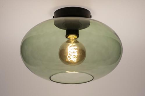 Rietveld Plafondlampen - Zwart, Groen - Glas, Metaal, Huis en Inrichting, Lampen | Plafondlampen, Verzenden