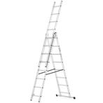Vouwladder - 3x8 treden - werkhoogte 4,70 m - aluminium, Doe-het-zelf en Verbouw, Ladders en Trappen, Ophalen of Verzenden, Nieuw