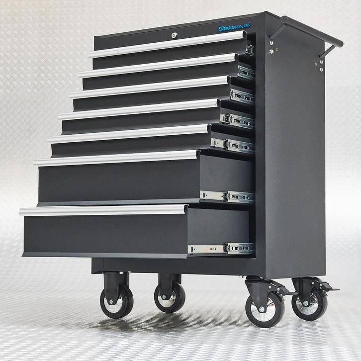 Datona Gereedschapswagen 7 lades met quick lock - mat zwart, Doe-het-zelf en Verbouw, Gereedschapskisten, Nieuw, Ophalen of Verzenden