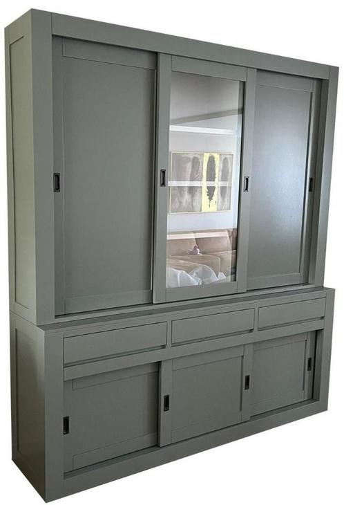 Buffetkast Engels groen Vaassen greeploos 220 x 240cm, Huis en Inrichting, Kasten | Buffetkasten, Ophalen of Verzenden
