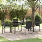 vidaXL Tuin Eetset 5 pcs Zwart Textilene en staal met, Verzenden, Nieuw, Textileen