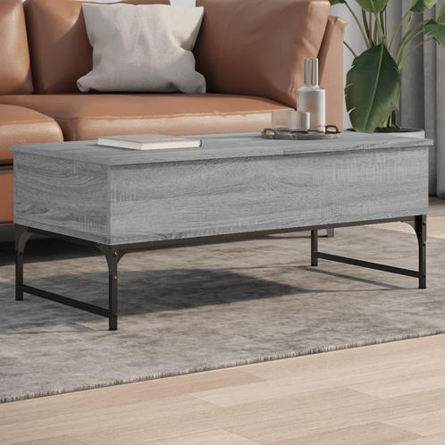 vidaXL Salontafel 100x50x40 cm bewerkt hout en metaal grijs, Huis en Inrichting, Tafels | Salontafels, 100 tot 150 cm, Nieuw, Metaal