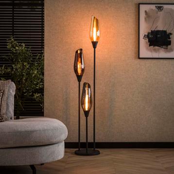 Vloerlamp Glas - Nieuw - Smoke - Amber - Direct Leverbaar beschikbaar voor biedingen
