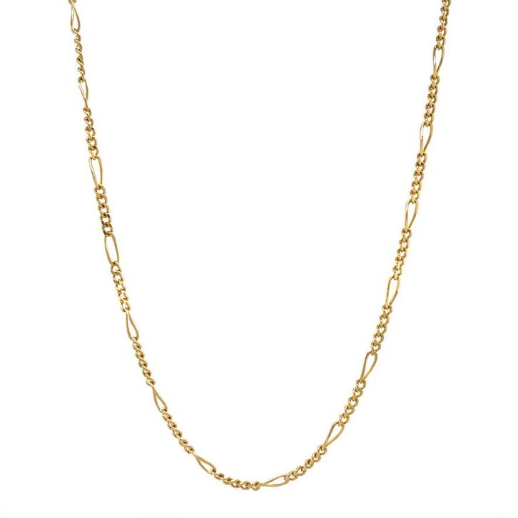 Gouden figaro collier 43 cm 14 karaat, Sieraden, Tassen en Uiterlijk, Kettingen, Goud, Zo goed als nieuw, Goud, Verzenden