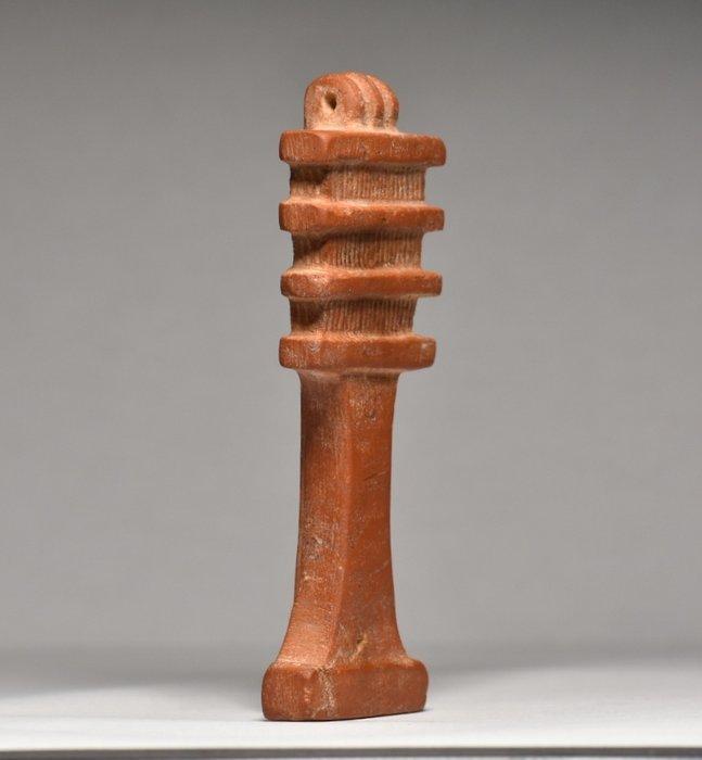 Oud-Egyptisch Red Jasper Grote Djed Pillar Amulet - 84 mm, Antiek en Kunst, Antiek | Overige Antiek