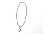 Een 14 krt. witgouden collier waaraan een hanger, Sieraden, Tassen en Uiterlijk, Kettingen, Gebruikt, Goud
