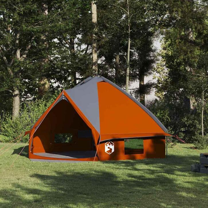 vidaXL Teepee Tent met dak Grijs en Oranje 490 x 410 x 210, Caravans en Kamperen, Tenten, Nieuw, Verzenden