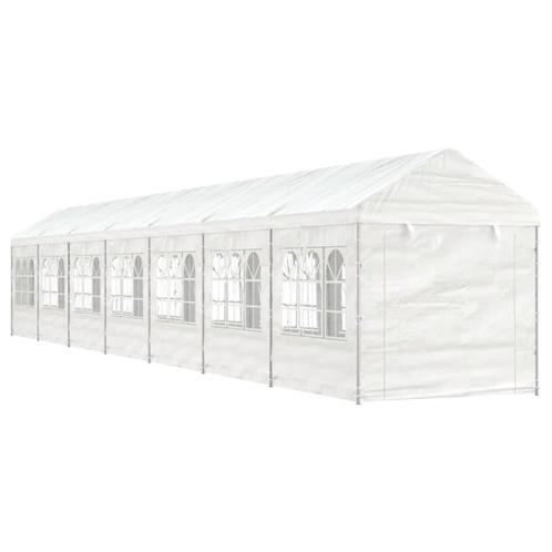 vidaXL Prieel met dak 15,61x2,28x2,69 m polyetheen wit, Tuin en Terras, Partytenten, Nieuw, Verzenden