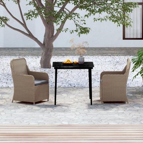 vidaXL 3-delige Tuinset met kussens bruin, Tuin en Terras, Tuinsets en Loungesets, Tuinset, Nieuw, 2 zitplaatsen, Rotan, Verzenden