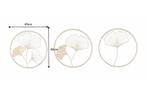 Elegante wanddecoratie set van 3 GINKGO 40cm goud in, Huis en Inrichting, Woonaccessoires | Overige, Ophalen of Verzenden, Nieuw