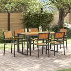 vidaXL 7-delige tuinset van massief acaciahout en metaal, Tuin en Terras, Tuintafels, Verzenden, Nieuw, Aluminium