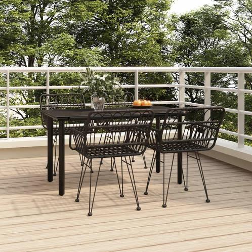 vidaXL 5-delige Tuinset poly rattan zwart, Tuin en Terras, Tuinsets en Loungesets, Tuinset, Nieuw, 4 zitplaatsen, Rotan, Verzenden