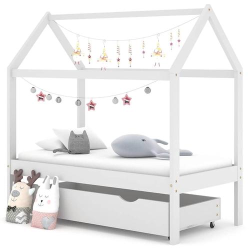 vidaXL Kinderbedframe met lade massief grenenhout 70x140 cm, Kinderen en Baby's, Kinderkamer | Bedden, Nieuw, Verzenden