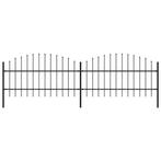 vidaXL Tuinhek met speerpunt staal 359x100 cm zwart, Verzenden, Nieuw, IJzer, 1 tot 2 meter