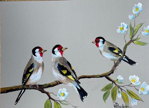 henk poeder - Vogels, Antiek en Kunst, Kunst | Schilderijen | Modern
