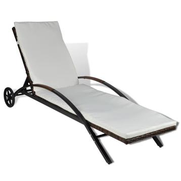 Ligbed bruin rattan met wielen - Retourdeal - 40% Korting! beschikbaar voor biedingen