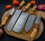 Keukenmes - Chefs knife - Hout en olijfhout Gevouwen stalen, Antiek en Kunst