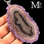 Prachtige stukje Uruguayaanse amethist - 925 zilveren hanger, Verzamelen, Mineralen en Fossielen