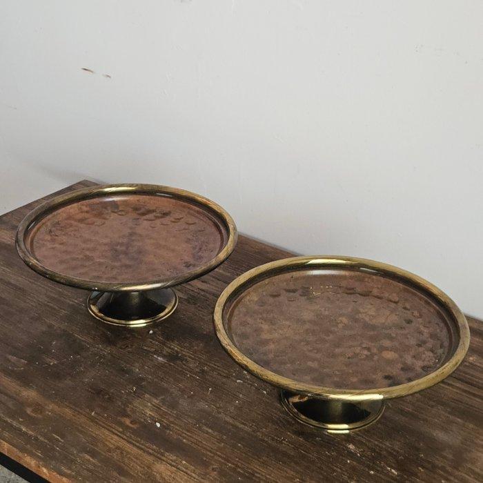 Taartstandaard (2) - Koper, Messing - bord, gerecht, servies, Antiek en Kunst, Curiosa en Brocante
